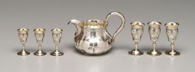 Appraisal: Six Russian silver goblets pitcher shaped bodies with gilt interiors