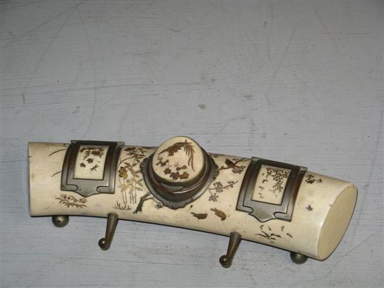 Appraisal: th century Chinese ivory and gilt metal mounted desk stand