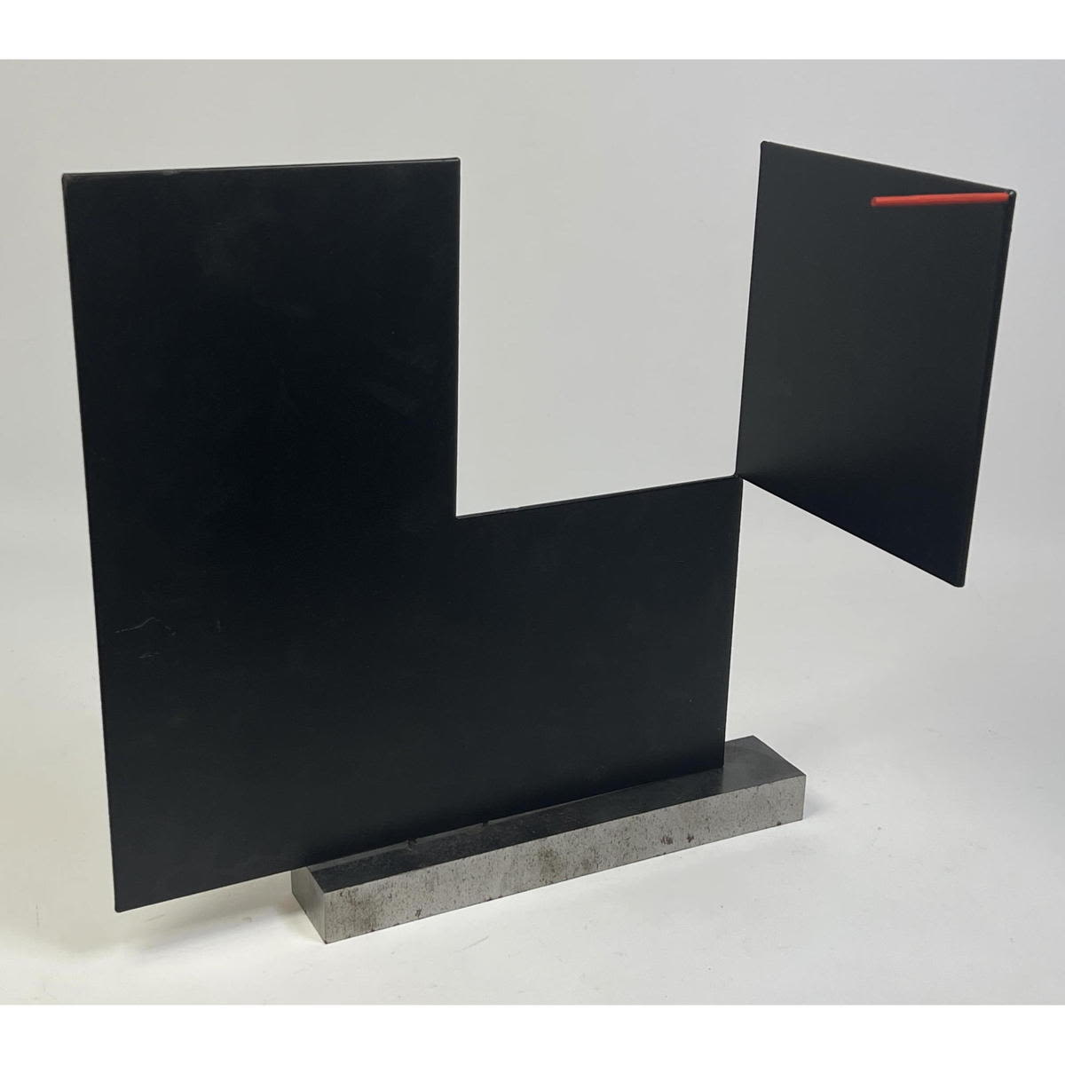 Appraisal: GEORGE D'AMATO Minimalist Constructivist Sculpture Black steel panels with red