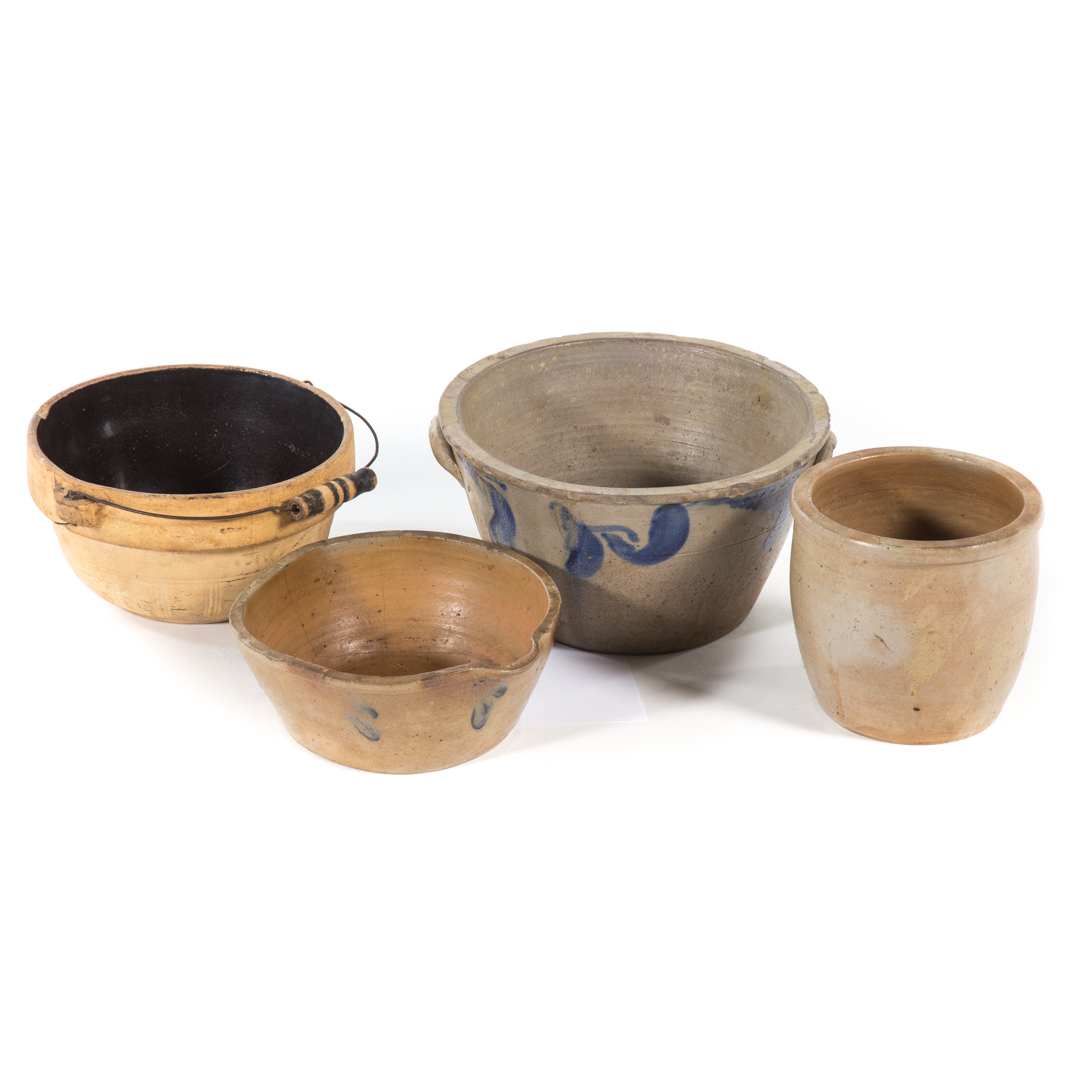 Appraisal: Four stoneware articles including one crock three batter bowls Condition