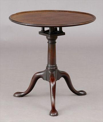 Appraisal: GEORGE II MAHOGANY TRIPOD TABLEWith dished circular top tilting above