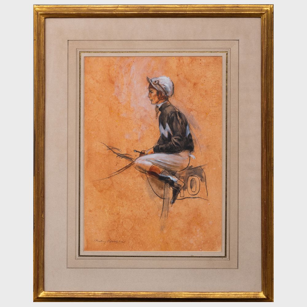 Appraisal: Henry Koehler - Lester Piggott Up Charcoal and oil on