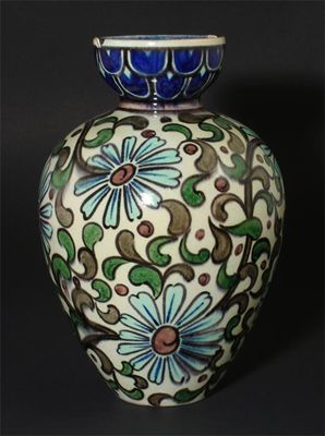 Appraisal: A Burmantoft's Faience Persian vase painted with stems of daisies