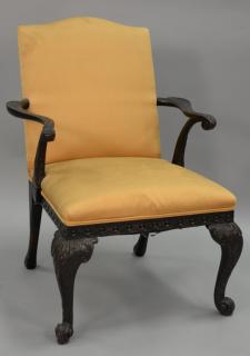 Appraisal: Mahogany armchair with cabriole leg Mahogany armchair with cabriole leg