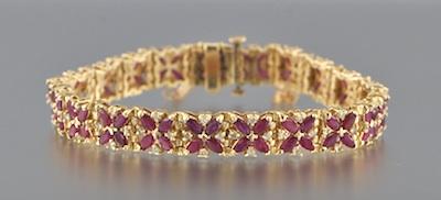 Appraisal: A Ladies' Ruby and Diamond Bracelet k yellow gold bracelet