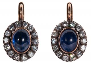 Appraisal: A PAIR OF TH CENTURY RUSSIAN SAPPHIRE AND DIAMOND EARRINGS