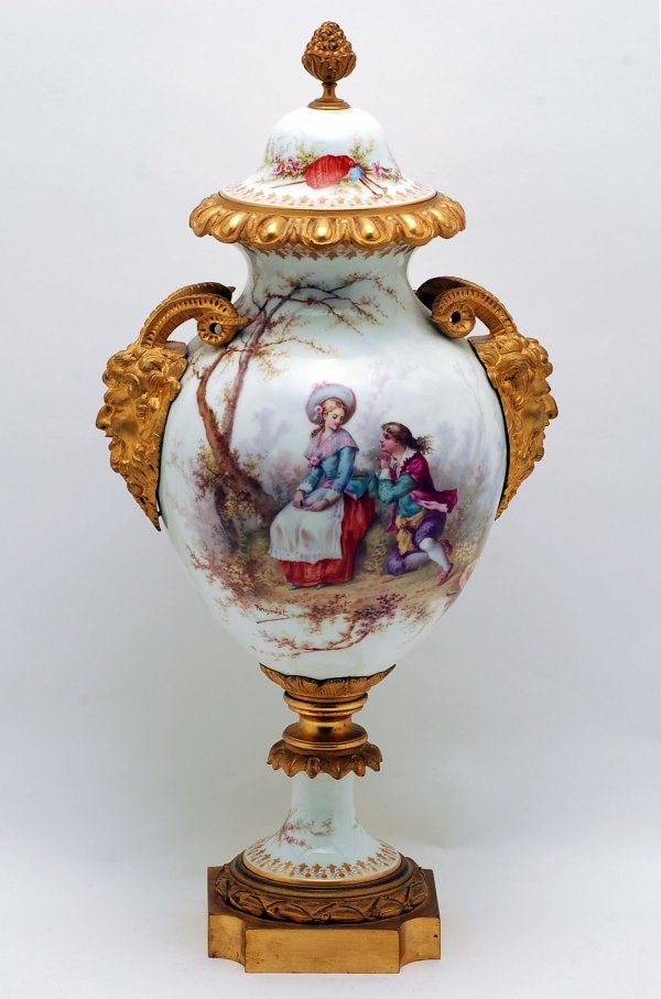 Appraisal: Sevres two part covered urn with ormulu mounts the body