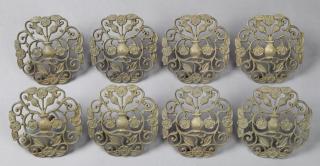 Appraisal: Set of Eight Circular Brass Curtain Tiebacks th c of