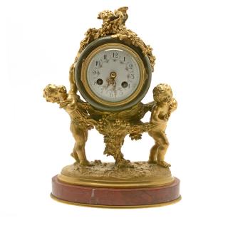 Appraisal: French Mougin Louis XV Style Gilt Bronze Figural Clock After