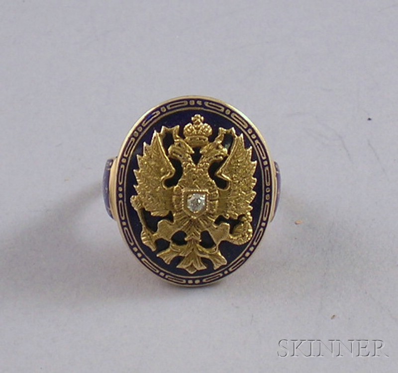 Appraisal: kt Gold Enamel and Diamond Eagle Ring size