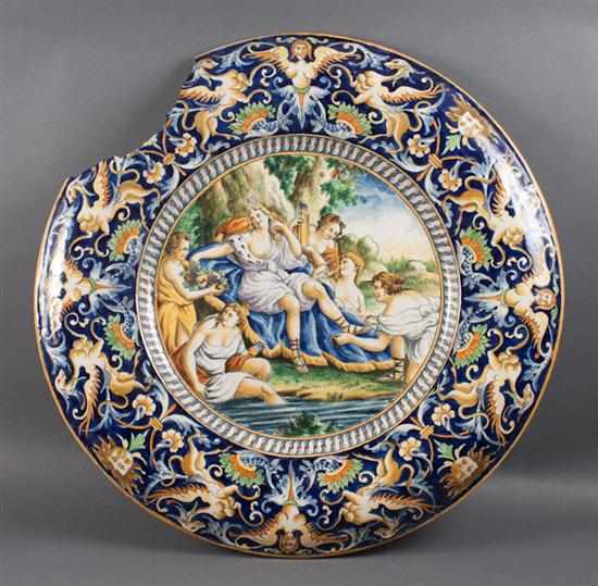 Appraisal: Italian Majolica charger depicting Artemis and Attendants th century border