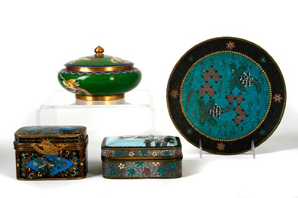 Appraisal: Two Japanese cloisonne boxes both circa together with a covered