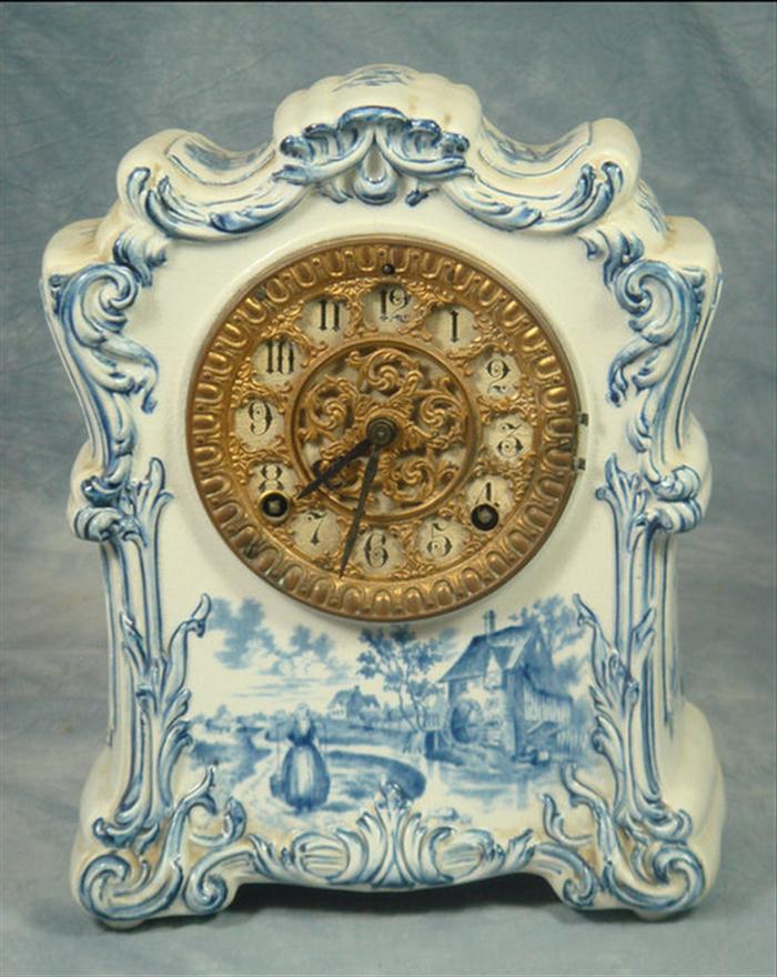 Appraisal: Ansonia Choctaw china case clock missing bezel and back door