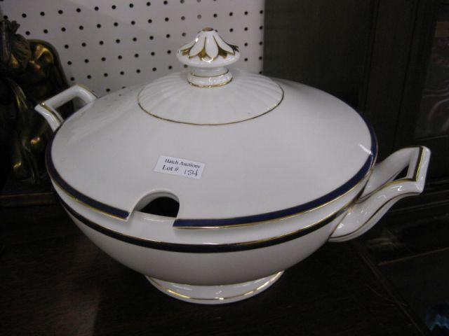 Appraisal: Heinrich Bavarian Porcelain Soup Tureen Cobalt Gold trim diameter excellent