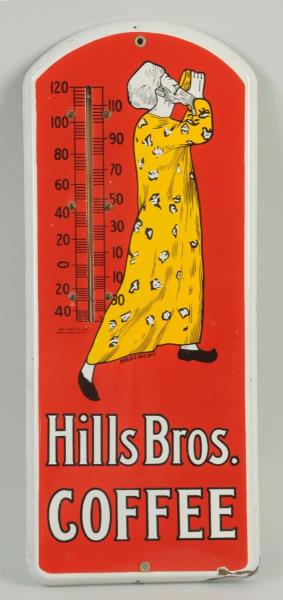 Appraisal: Hills Bros Coffee Porcelain Thermometer This thermometer has a dent