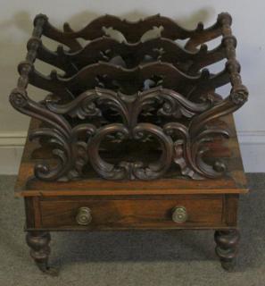 Appraisal: Antique Rosewood Drawer Canterbury Nice Rococo style top and original