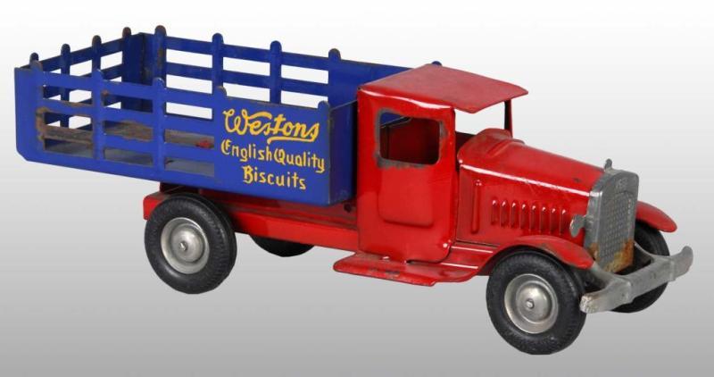 Appraisal: Pressed Steel Metalcraft Westons Biscuits Truck Description American Stake back