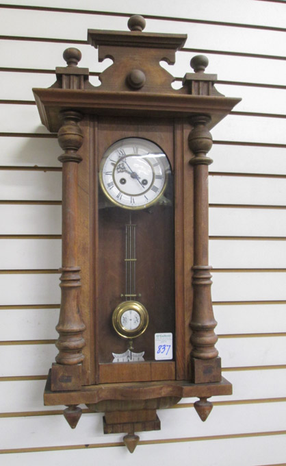 Appraisal: A WALNUT CASED R A WALL CLOCK attributed to the