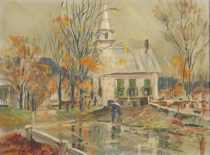 Appraisal: David Curtis Baker American - Village Church Oil on canvas