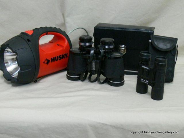 Appraisal: Binocular Flashlight Lot - LOOK includes a Husky Heavy Duty