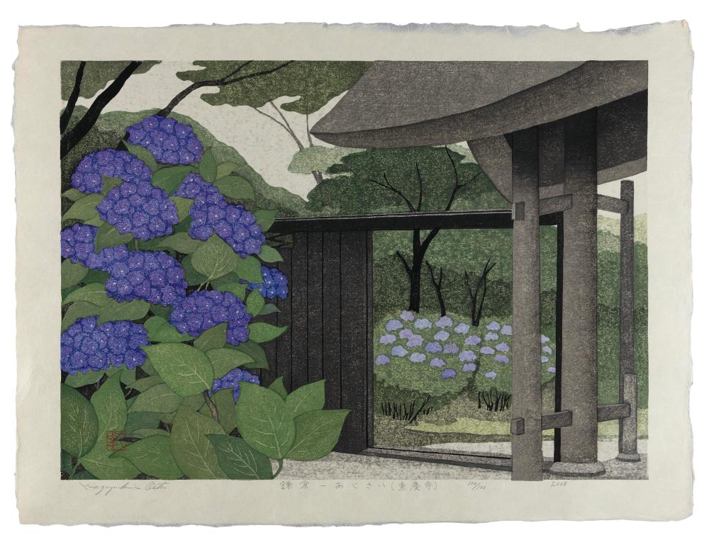 Appraisal: KAZUYUKI OHTSU JAPAN B HYDRANGEA AT TOKEIJI TEMPLE IN KAMAKURA