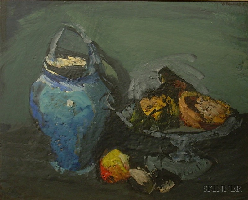 Appraisal: Framed Oil on Board Still Life of Fruit and a