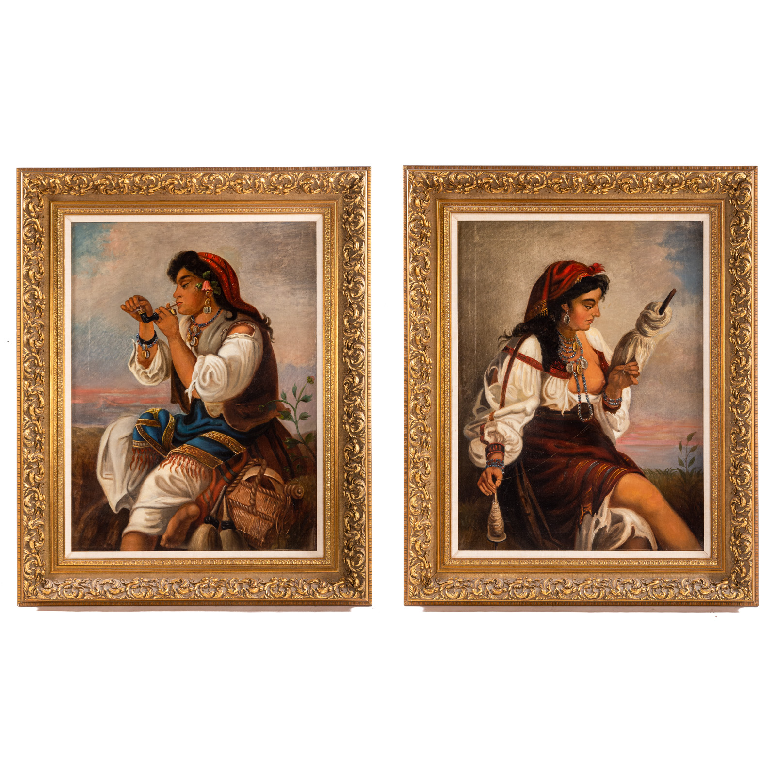 Appraisal: ITALIAN SCHOOL TH C PAIR OF PEASANTS OILS A pair