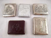 Appraisal: Five Soviet Russian cigarette cases with embossed scenes being one