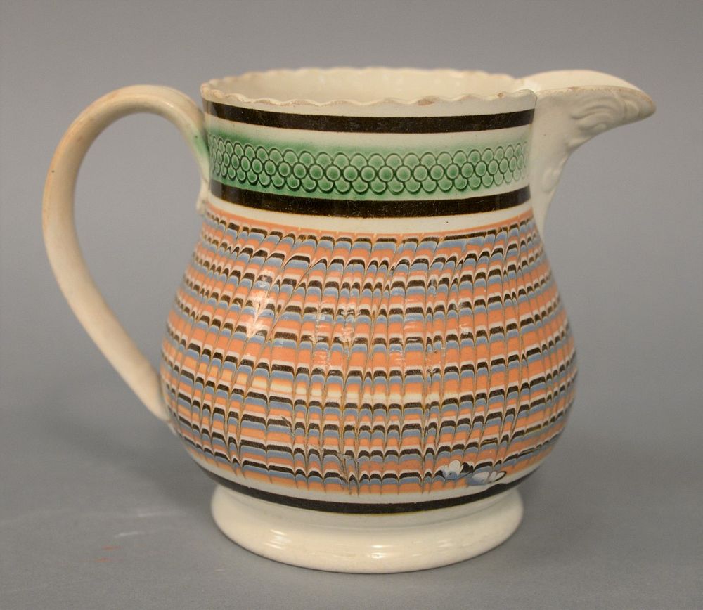 Appraisal: Pearlware Mocha Jug having engine turnings over large group of