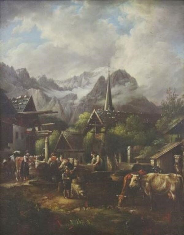 Appraisal: Framed oil painting on copper plate Morning in Partenkirchen unsigned