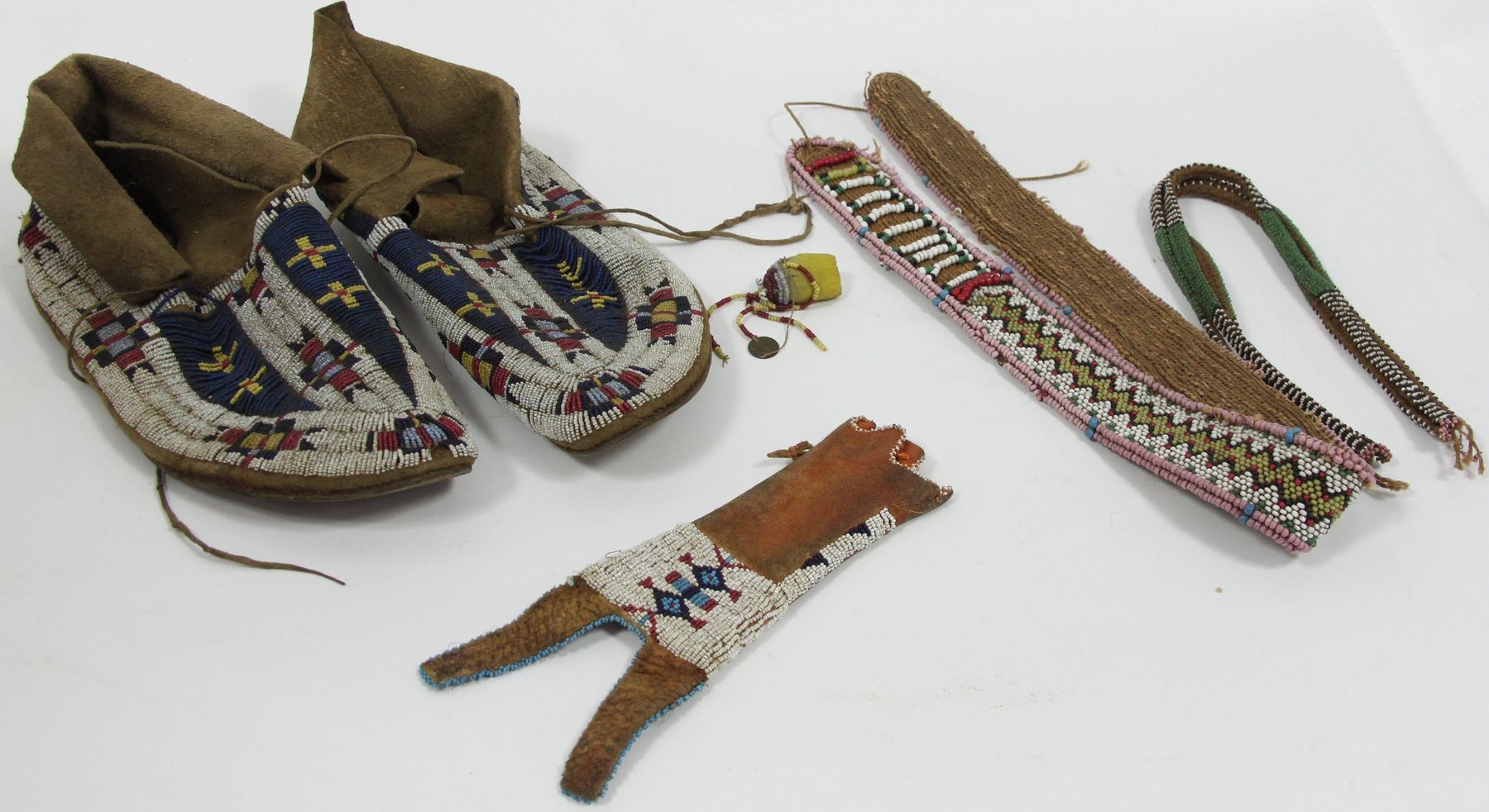 Appraisal: A pair of beaded moccasin shoes American Indian circa a