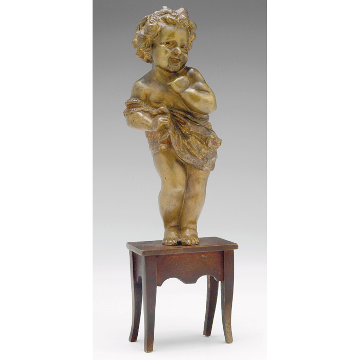 Appraisal: A Gory sculpture bronze figure of a child standing on