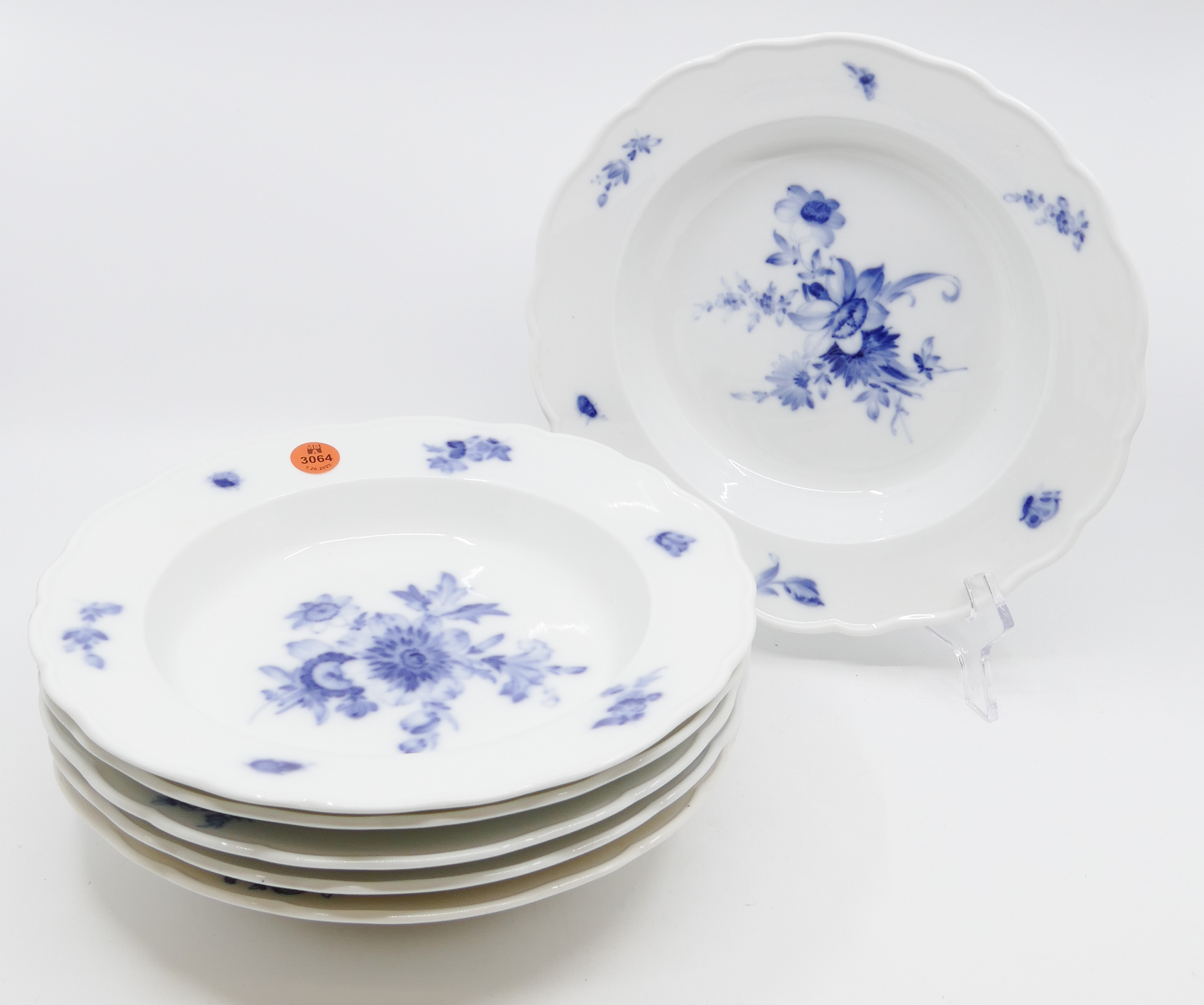 Appraisal: pc Meissen Blue Flowers and Insects Porcelain Soup Plates Double