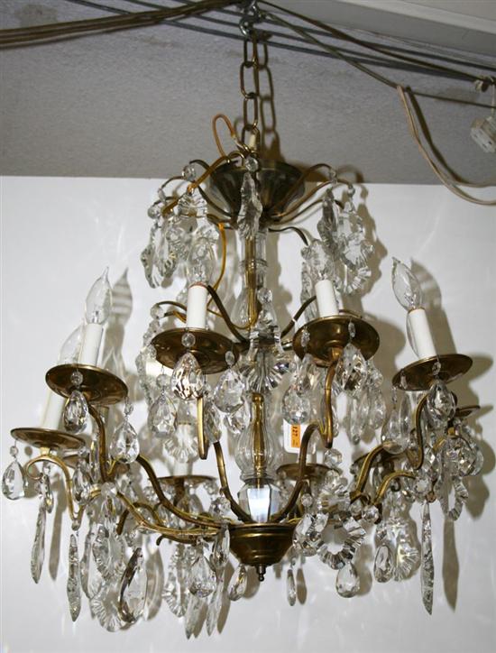 Appraisal: Crystal and metal ten-light chandelier approximate measurements H Dia