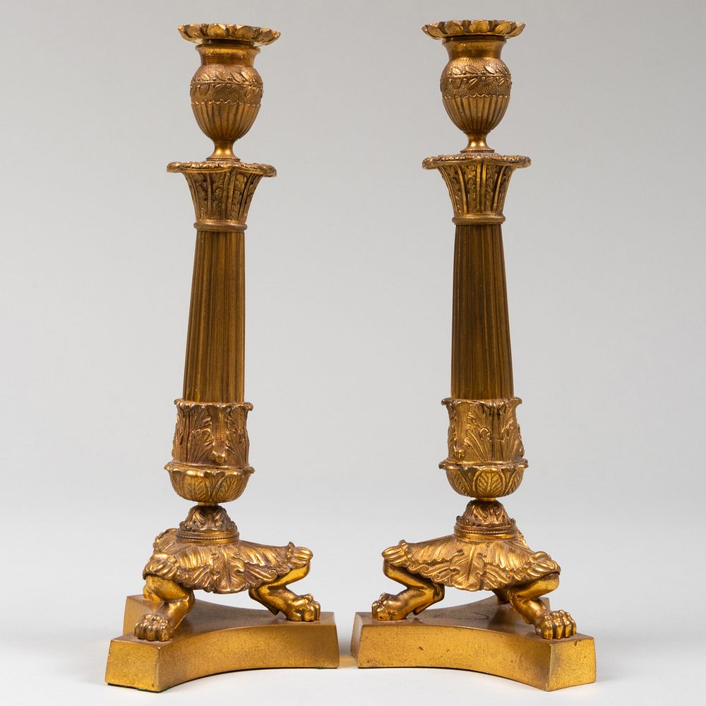 Appraisal: Pair of Charles X Ormolu Candlesticks Condition Not withstanding this