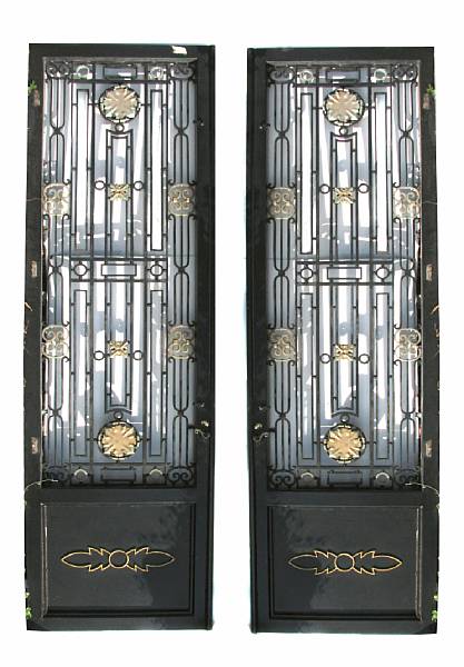 Appraisal: A pair of gilt and wrought metal mounted doors height