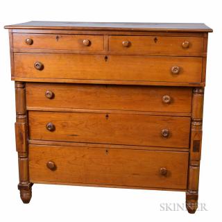 Appraisal: Late Federal Cherry Chest of Drawers th century ht wd