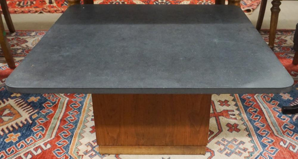 Appraisal: Modernist Style Slate Top Walnut Cocktail Table with Powder Coated