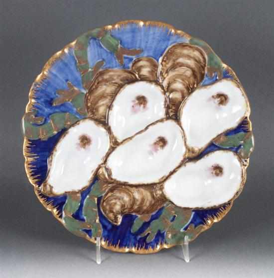 Appraisal: Limoges painted parcel-gilt porcelain presidential oyster plate Rutherford B Hayes