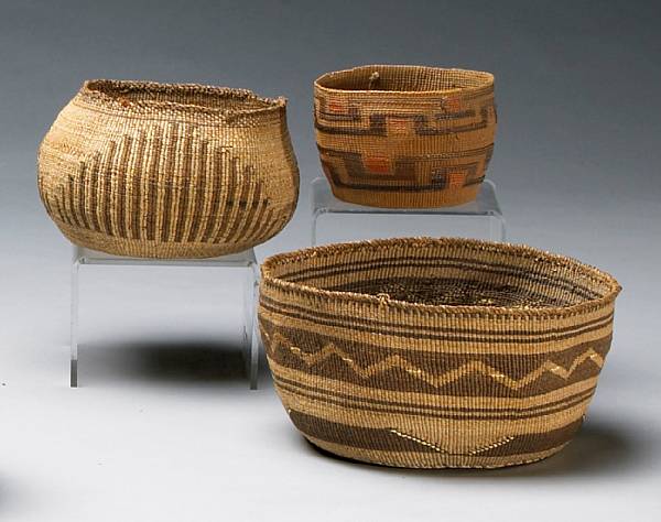 Appraisal: Three Northwest baskets Including a Tlingit polychrome example and two