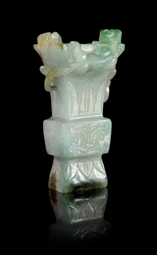 Appraisal: Sale Lot An Apple Green and Celadon Jadeite Miniature Vase