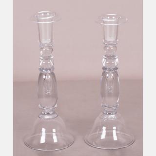 Appraisal: A Pair of Steuben Style Glass Candle Sticks th Century