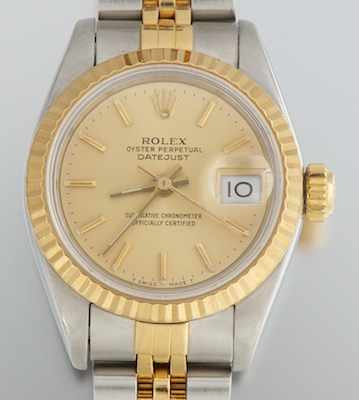 Appraisal: A Rolex Ladies' Two-Tone Oyster Perpetual Watch Box Stainless steel