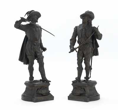 Appraisal: Pair of Spelter Figures A pair of fighting men Don