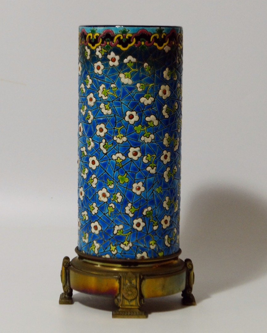 Appraisal: A Longtons pottery vase late thC of cylindrical form decorated