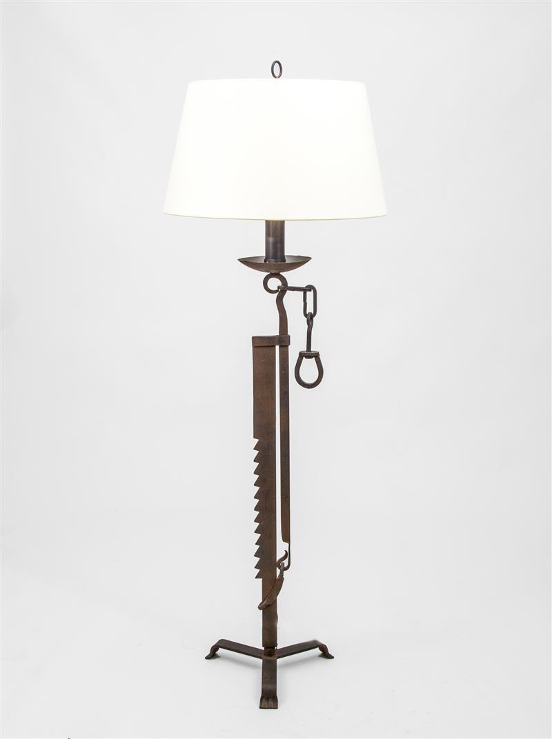 Appraisal: Trammel Floor Lamp c Forged iron x x in From