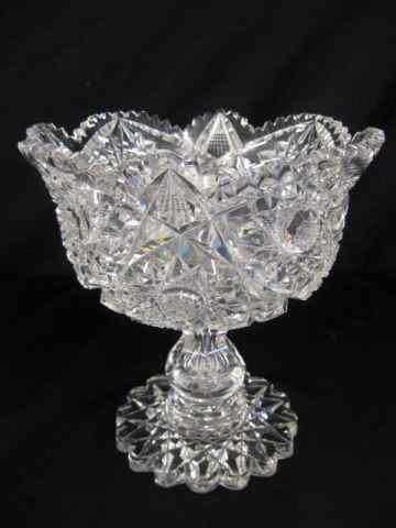 Appraisal: Cut Glass Large Fruit Compote brilliant period hollow teardrop heavy