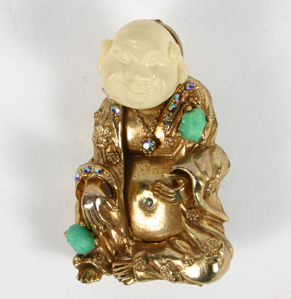 Appraisal: HAR Laughing Buddha brooch pin vintage costume jewelry molded resin