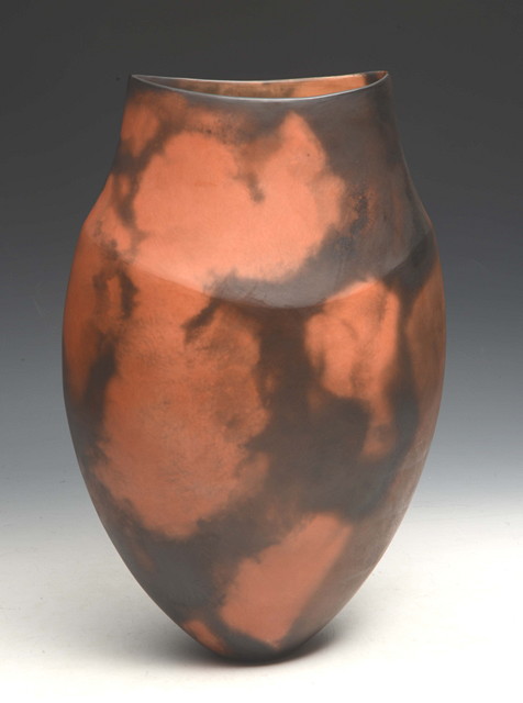 Appraisal: Gabriele Koch German b Amphora vessel earthenware smoke-fired and burnishedincised