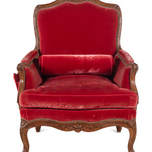 Appraisal: A Louis XV Velvet-Upholstered Berg re Louis Cresson French -